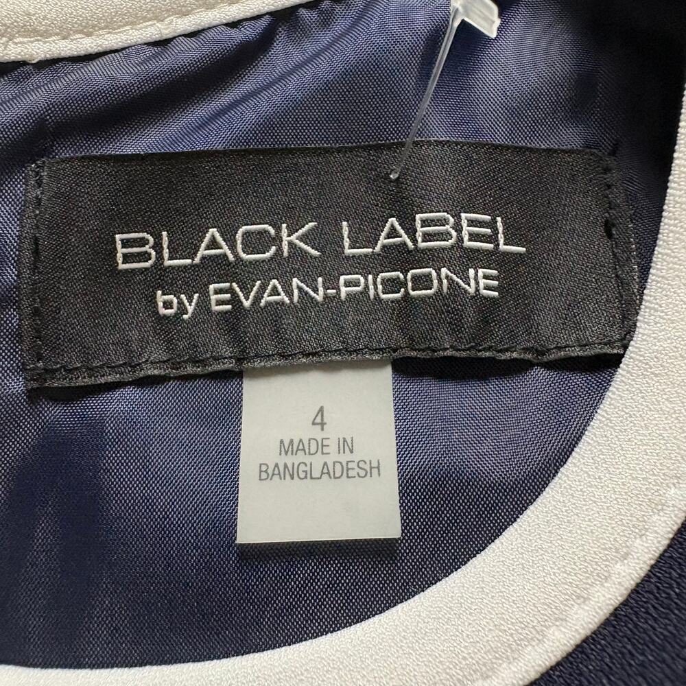 Black Label by Evan-Picone Navy & White Sleeveless Sheath Dress Size 4 Career - Picture 5 of 14